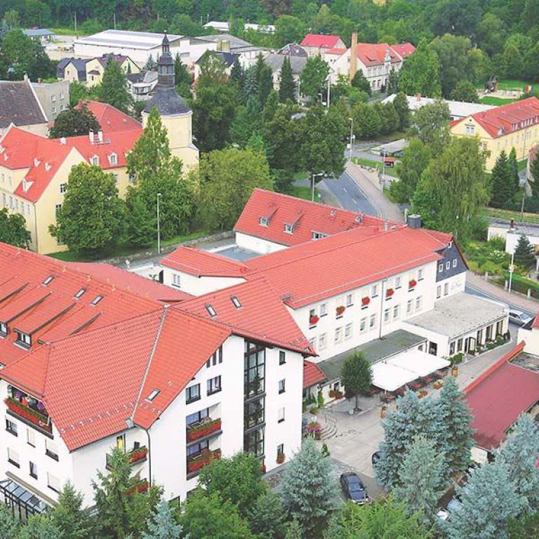 hotel, ansicht, von, oben