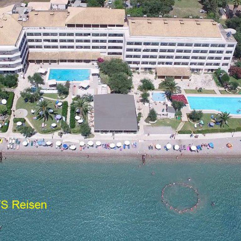 korfu, hotel, elea beach, außenansicht, pool, meerblick, palmen, griechenland, urlaub, seniorenreise